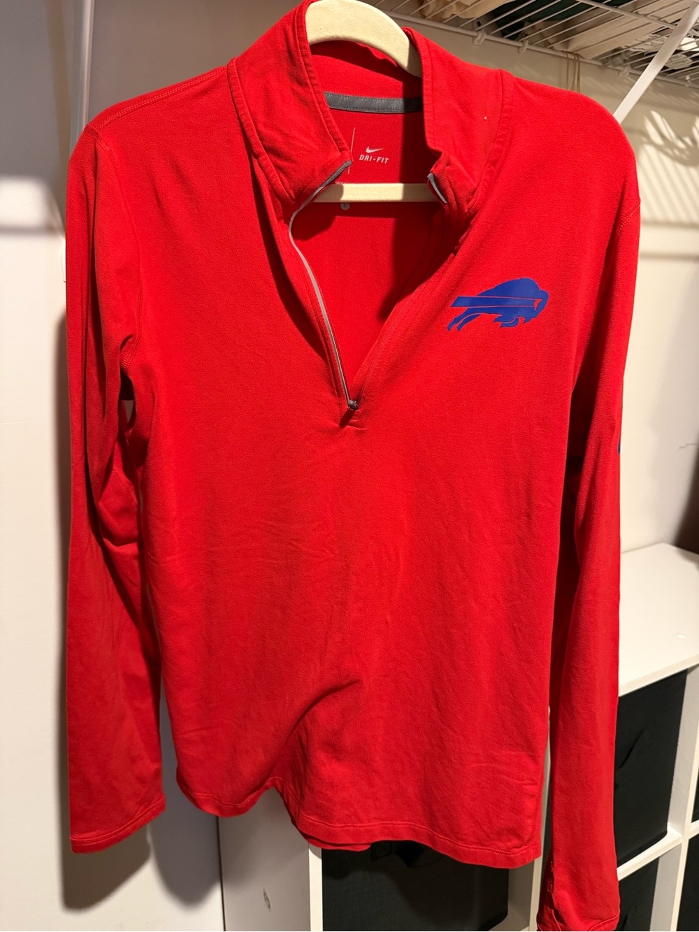 Nike Red Quarter-Zip Pullover with Blue Buffalo Logo